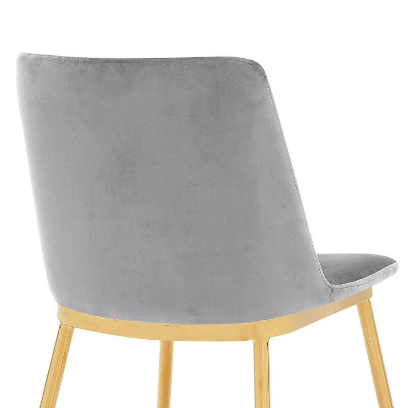 Messina Modern Velvet and Gold Metal Leg Dining Room Chairs - Set of 2