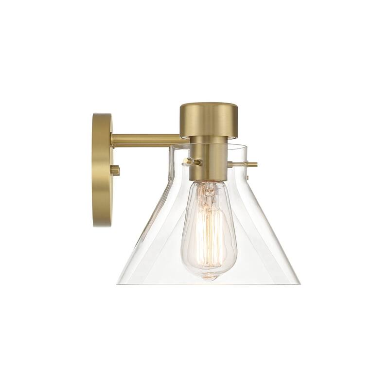 Willow Creek 25 in. 3-Light Brushed Gold Contemporary Vanity Light with Clear Blown Glass Shades
