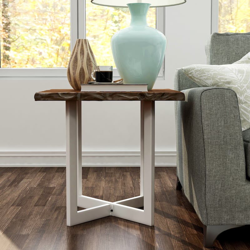 Wallgren Transitional Oak 22-inch Metal Side Table by Furniture of America