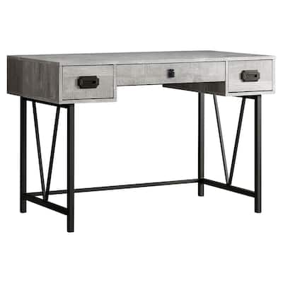 Brown Wood Computer Desk with 2 Drawers, Metal Base and 47 inches Rectangular