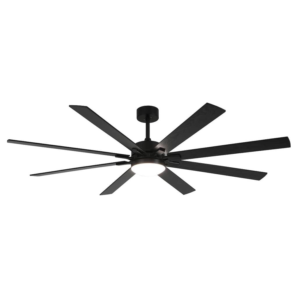 72'' Black Indoor Ceiling Fan with Light Remote Control