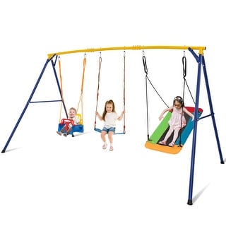 Gymax 660 LBS Indoor Outdoor Swing Set Heavy Duty Carbon Steel Swing