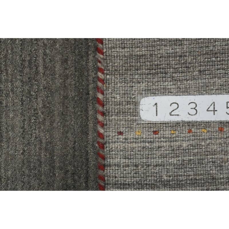 Hand Knotted Oriental 100% Wool Carpet Tribal Animal Pictorial Greys & Charcoal Gabbeh Area Rug - 9' 9'' X 7' 11''