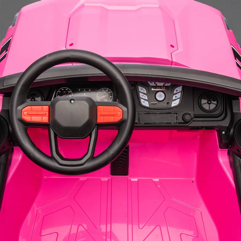 24V Kids Ride-On Electric Pickup, Two-Seater, 4WD, 800W Motors, Remote Control, Bluetooth, USB, Safety Belt for Kids 3+