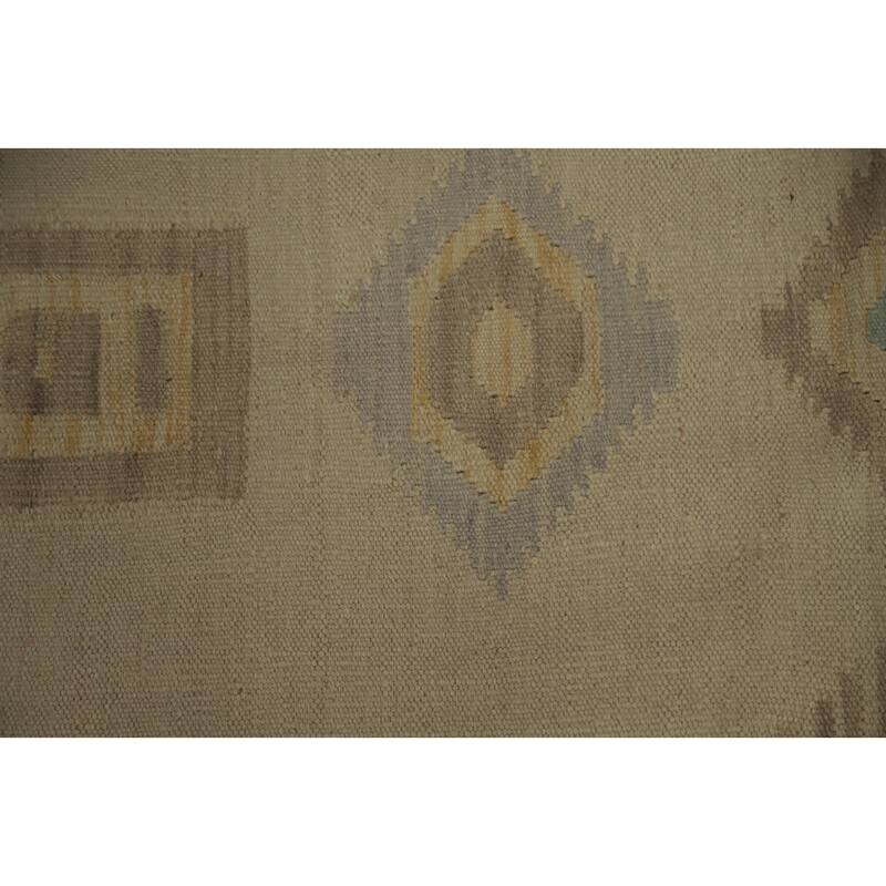Hand Woven Oriental 100% Wool Carpet Southwestern Tribal Beige & Ivories Kilim Area Rug - 6' 7'' X 4' 9''