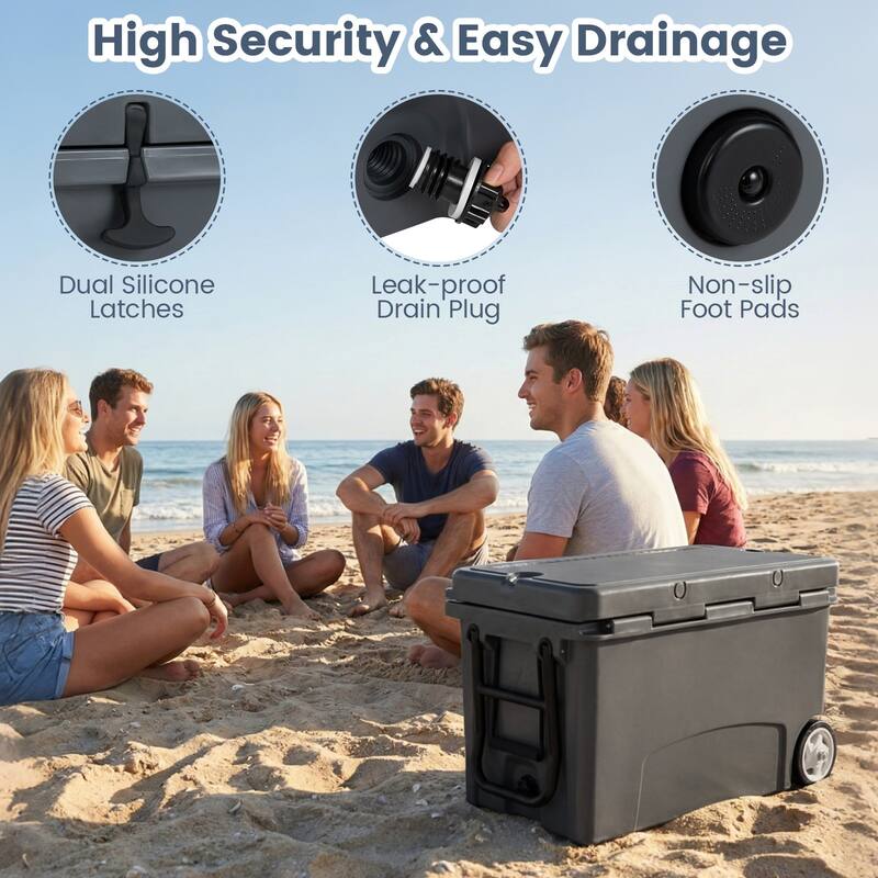 Gymax 75 Quart Portable Hard Cooler Insulated Rolling Cooler w/6-Day