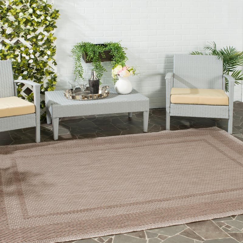 SAFAVIEH Courtyard Shpresa Indoor/ Outdoor Waterproof Patio Backyard Rug - 2'7" x 5' - Beige/Brown