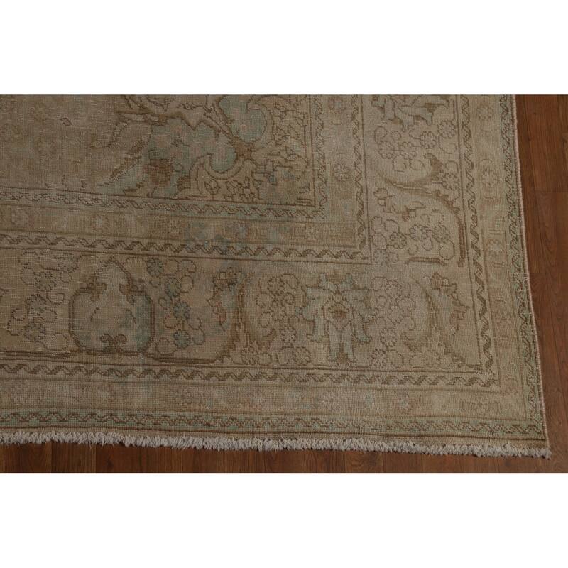 Medallion Tabriz Persian Vintage Area Rug Hand-Knotted Wool Carpet - 9'6" x 12'8"