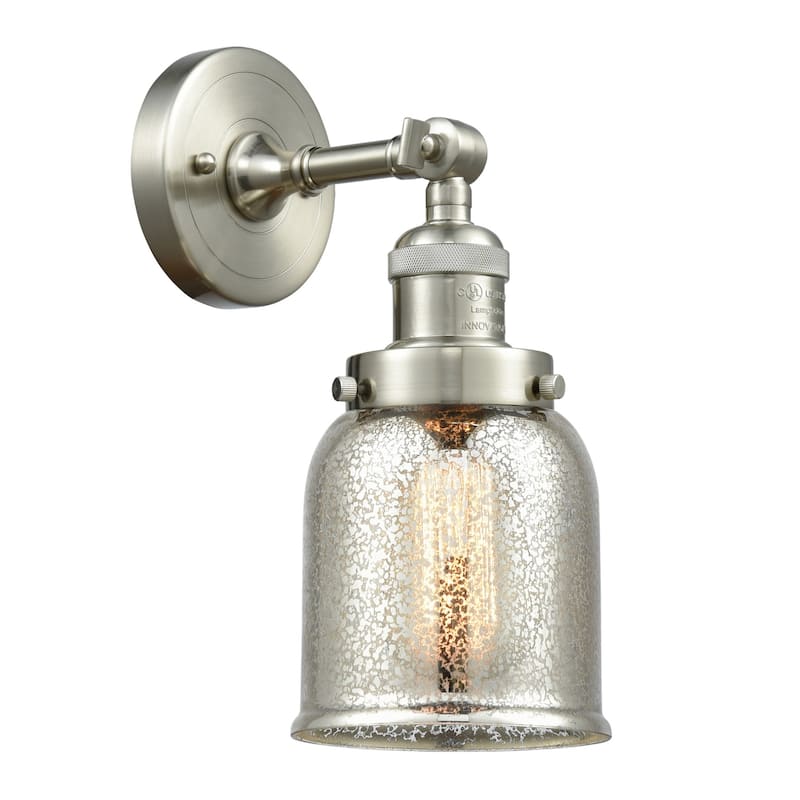 Innovations Lighting Small Bell Single Light 10" Tall Bathroom Sconce - Brushed Satin Nickel / Silver Plated Mercury