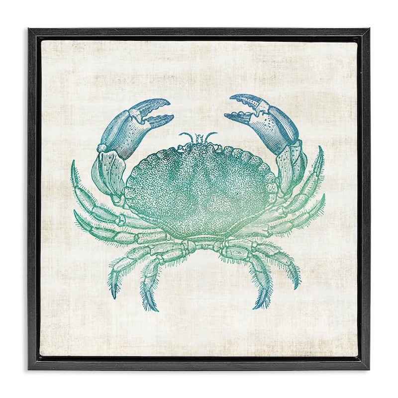 Stupell Ombre Crab Impression Framed Floater Canvas Wall Art Design By Susan Arnot - 25 x 25 - Black