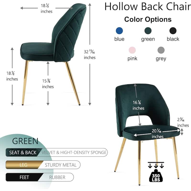 Howtai Upholstered Home Chair Hollow-Back Set of 4