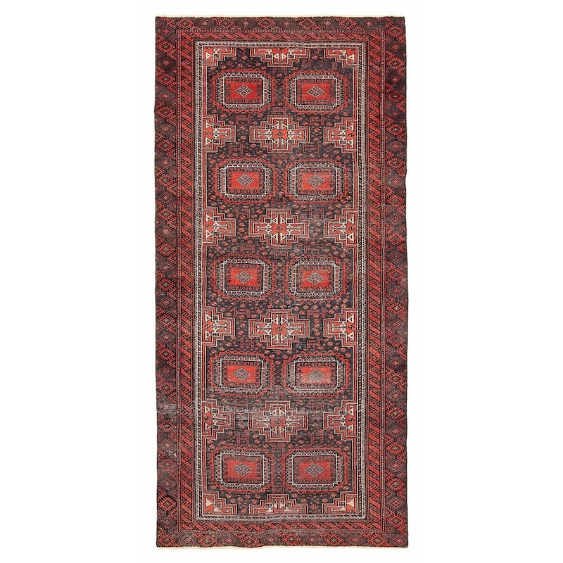 ECARPETGALLERY Hand-knotted Baluch Dark Navy Wool Rug - 3'6 x 7'6 - Dark Navy - 3'6 x 7'6