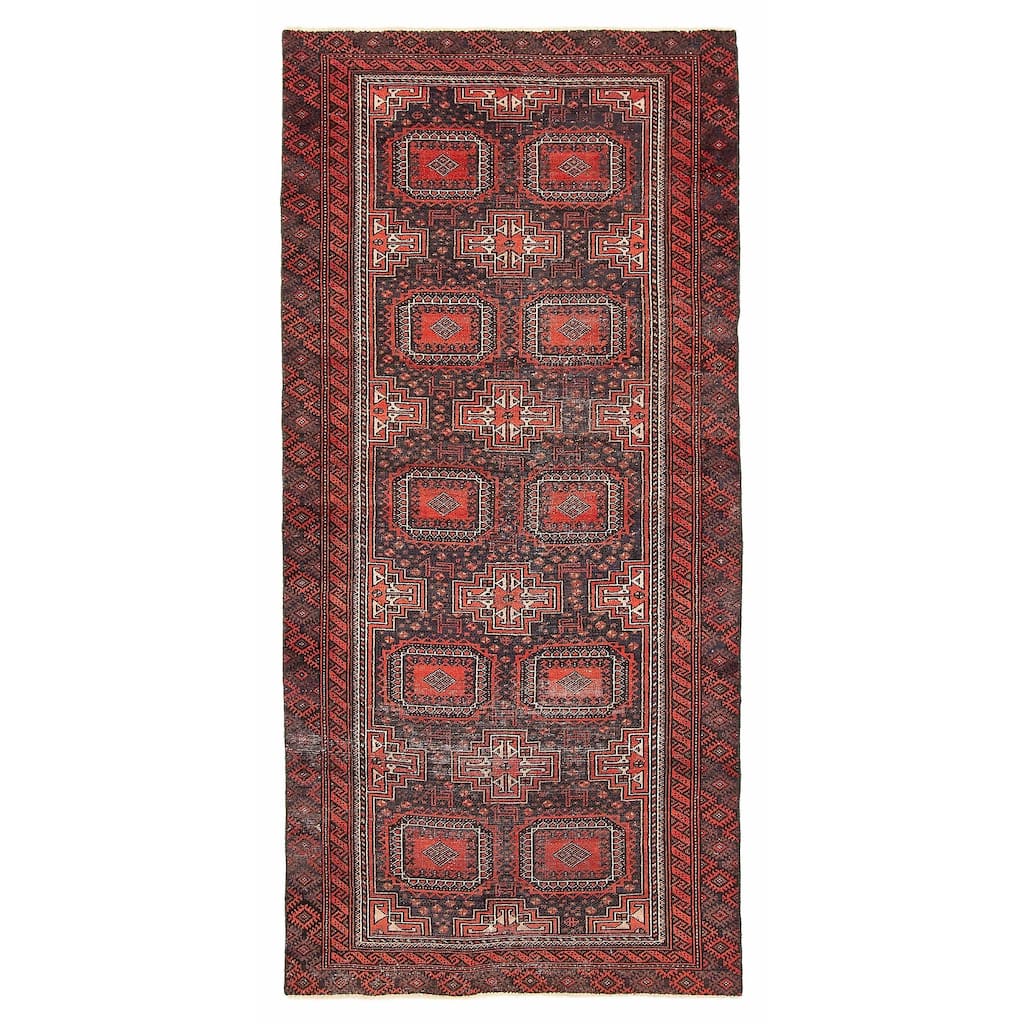 ECARPETGALLERY Hand-knotted Baluch Dark Navy Wool Rug - 3'6 x 7'6
