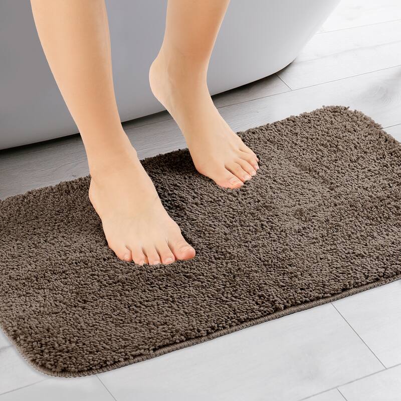 Bathroom Rugs, Soft Plush Bath Mats Non Slip Extra Bathroom Mat Quick Dry Anti Skid Shaggy Bath Rugs - Brown - 20" x 32"