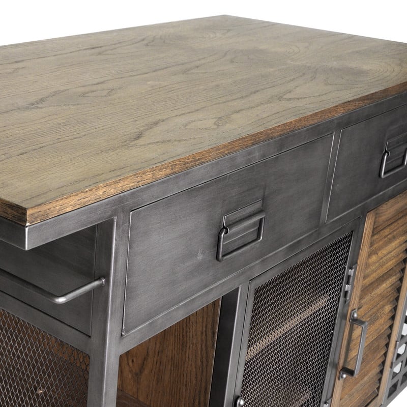Jaxon Kitchen Island Antiqued Steel - N/A