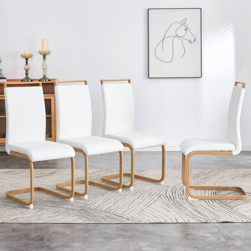 Modern Dining Chair Set of 4, High Back Upholstered Side Chair with C-Shaped Tube Metal Legs Office Chair, Club Guest Chair