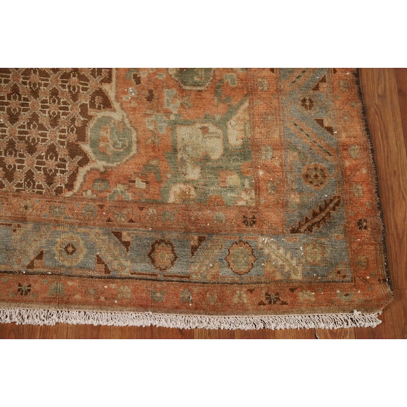 Brown Sarab Persian Vintage Area Rug Hand-Knotted Wool Carpet - 4'11"x 10'10"