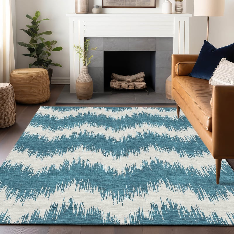 Machine Washable Indoor/ Outdoor Chantille Chevron Modern Rug