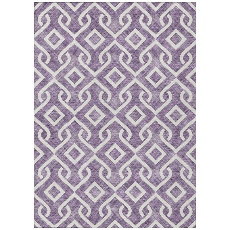 Machine Washable Indoor/ Outdoor Chantille Modern Trellis Rug
