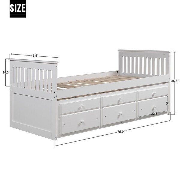 Captains bed twin white sale