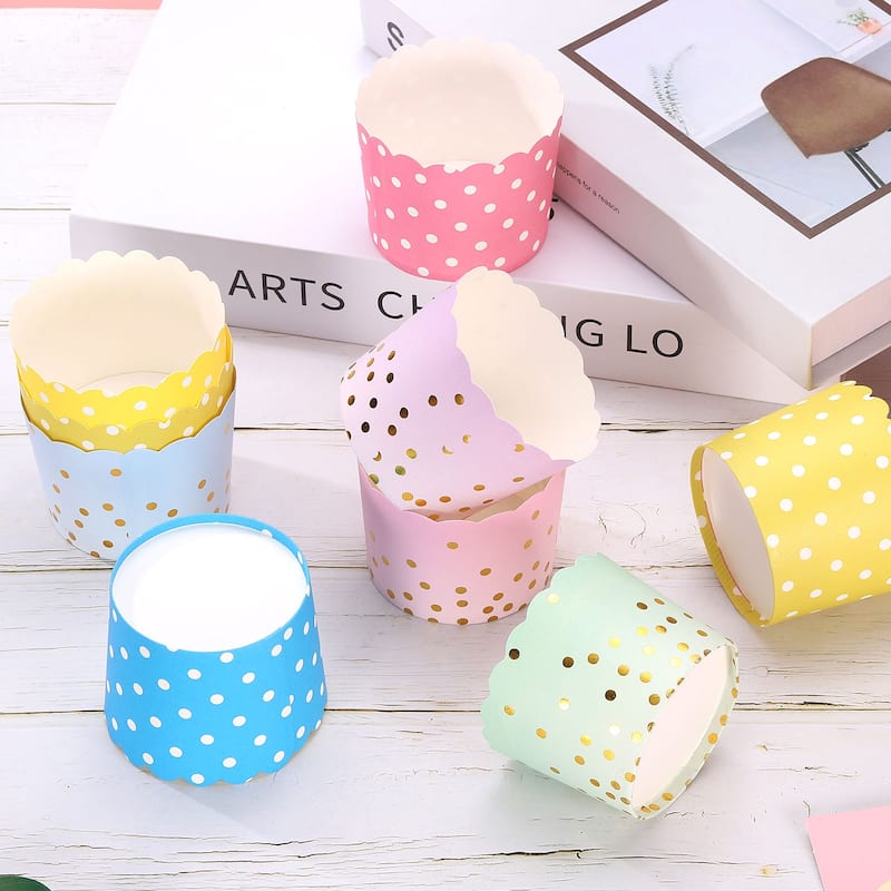 150Pcs Paper Baking Cups 6oz Cupcake Scalloped Muffins Liners