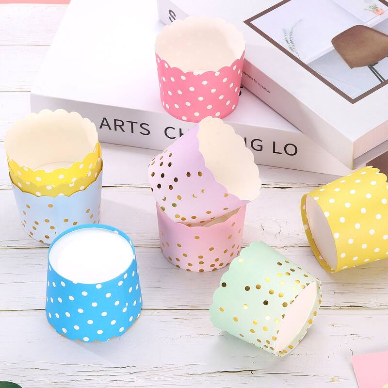 50Pcs Paper Baking Cups 6oz Cupcake Scalloped Muffins Liners