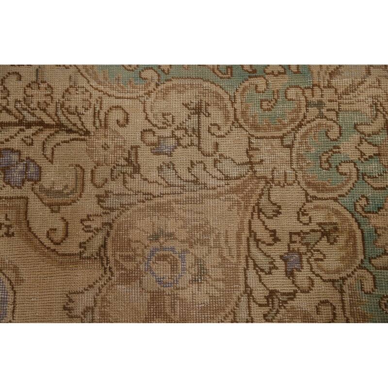 Vintage Distressed Tabriz Persian Area Rug Hand-knotted Wool Carpet - 9'10" x 12'8"