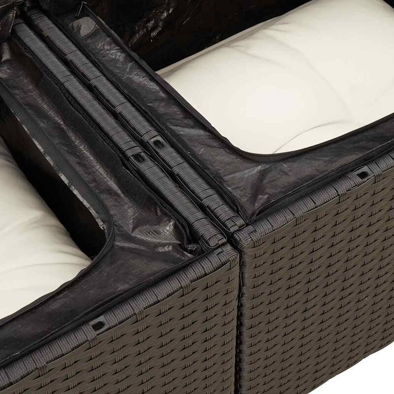 vidaXL Patio Sofa Set with Cushions Conversation Set Outdoor 9 Piece Poly Rattan - 21.7 x 39.4 x 28.7