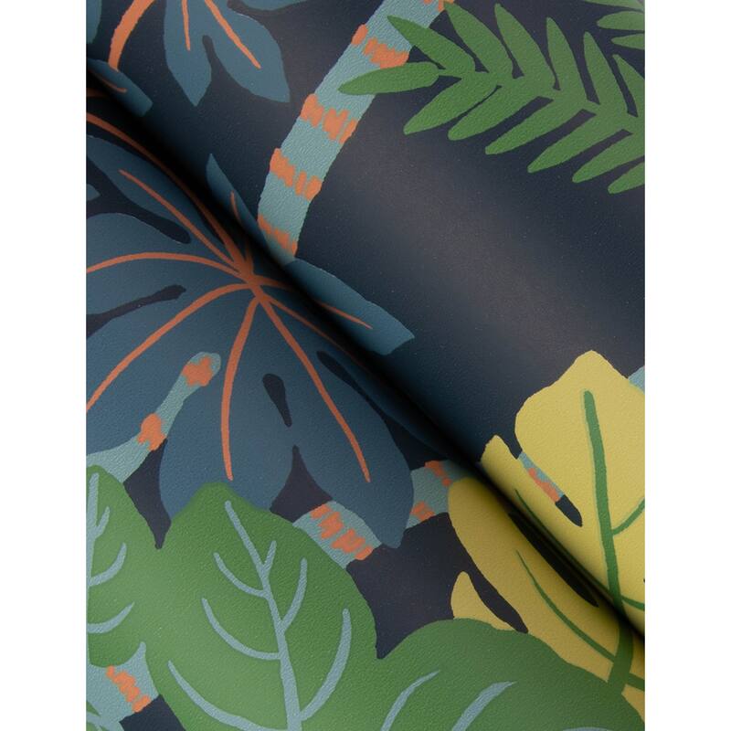 A-Street Prints Caspian Navy Jungle Prowl Wallpaper