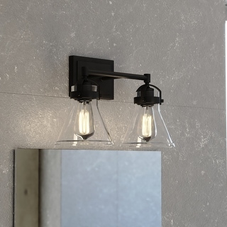 Mason Farmhouse Black Bathroom Vanity Light Fixture Clear Glass