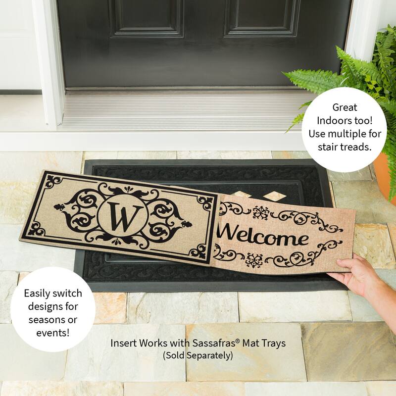 Cambridge Monogram Burlap Sassafras Switch Mat, Letter W