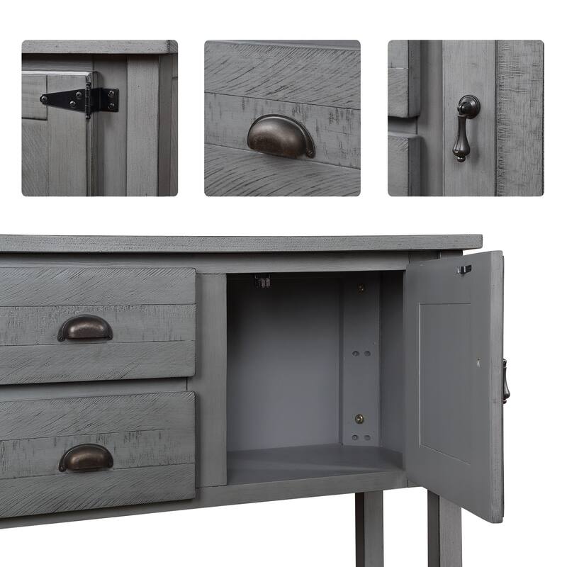 Solid Wood Sideboard Console Table with 2 Drawers