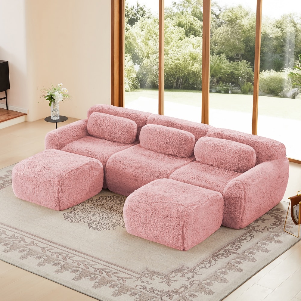 U-shaped Boneless Sofa with Chaise Free Combination Full-compression Vacuum Packaging Deep Seat Design