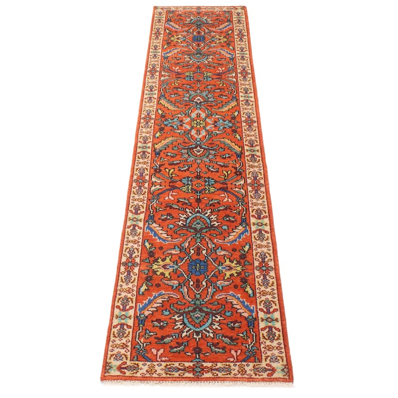 ECARPETGALLERY Hand-knotted Serapi Heritage Red Wool Rug - 2'6 x 11'11