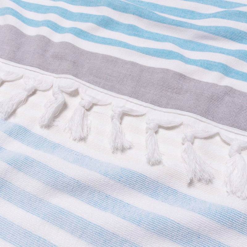 Superior Roxy Stripe Fouta Beach Towel with Tassels - 35" x 68"
