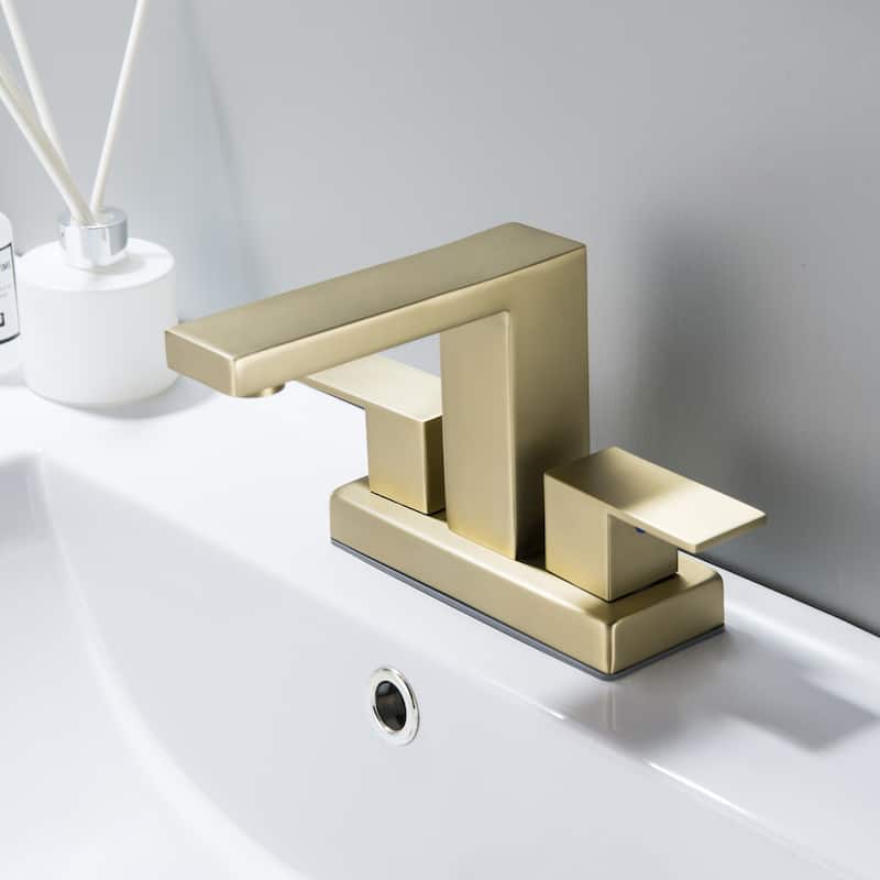 5.3"H Stainless Steel Centerset Deck Mounted 2-Handle Bathroom Faucet