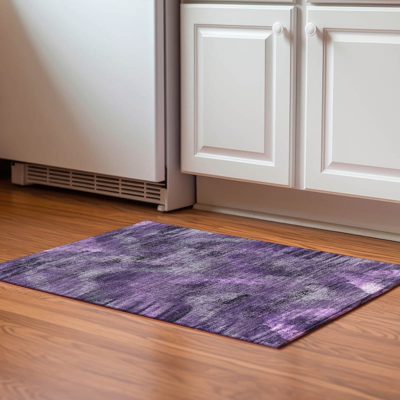 Premium Washable Super Soft Brushstrokes Modern V Mayfield Rug - Purple - 1' 8" x 2' 6" - Rectangle