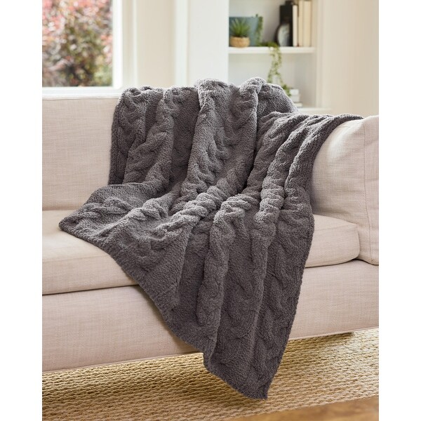 Tommy Bahama Chenille Cable Knit Solid Throw Blanket - Bed Bath