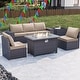preview thumbnail 51 of 99, Outdoor Patio Furniture Set, All Weather PE Wicker Sectional Conversion Sofa set with Firepit(Optional)