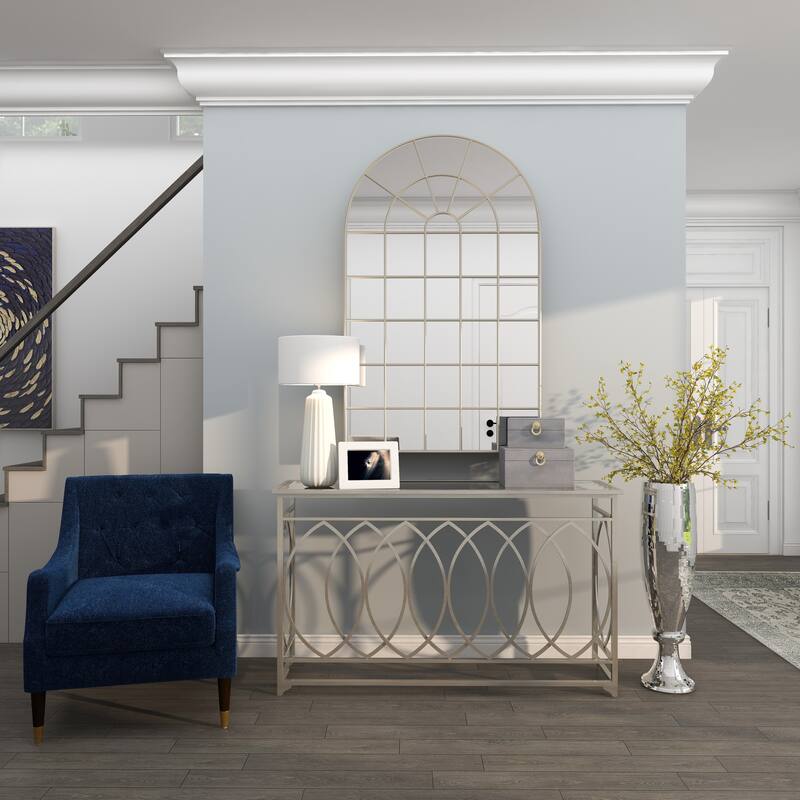 Silver Polystone Glam Vase with Mosaic Mirror Inlay