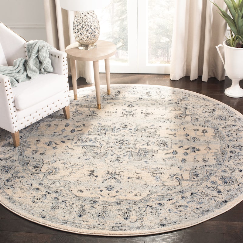 SAFAVIEH Charleston Prabha Vintage Boho Oriental Rug - 6'7" Round - Ivory/Light Blue