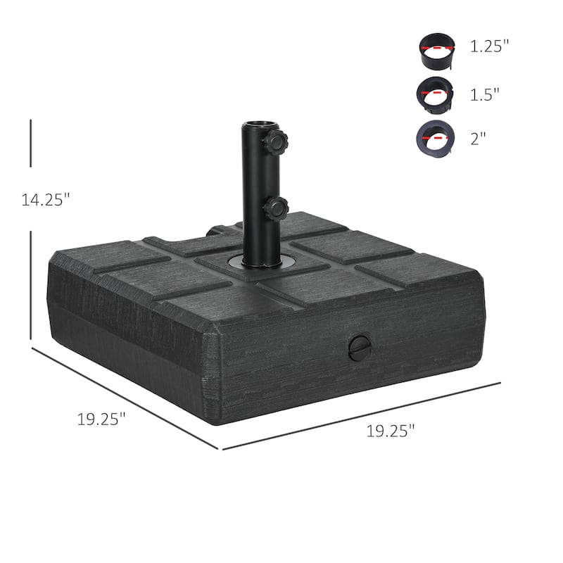 Outsunny 88 lbs. Fillable Umbrella Base with Steel Umbrella Holder for 1.25", 1.5" or 2" Umbrella Poles