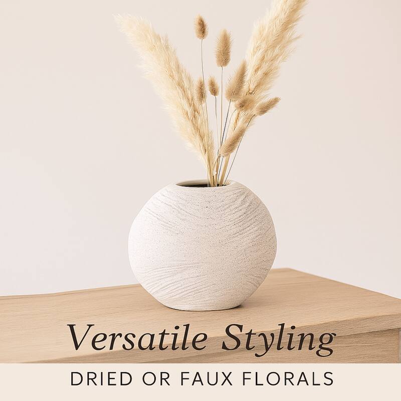 Aria Home White Speckled Textured Ceramic Vase for Modern Rustic Décor