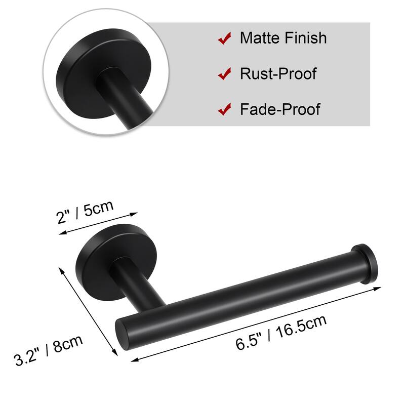 Toilet Paper Holder Towel Tissue Holder for Bathroom Stainless Steel - Matte Black - 6.5" x 3.2" x 2"(L*W*H)