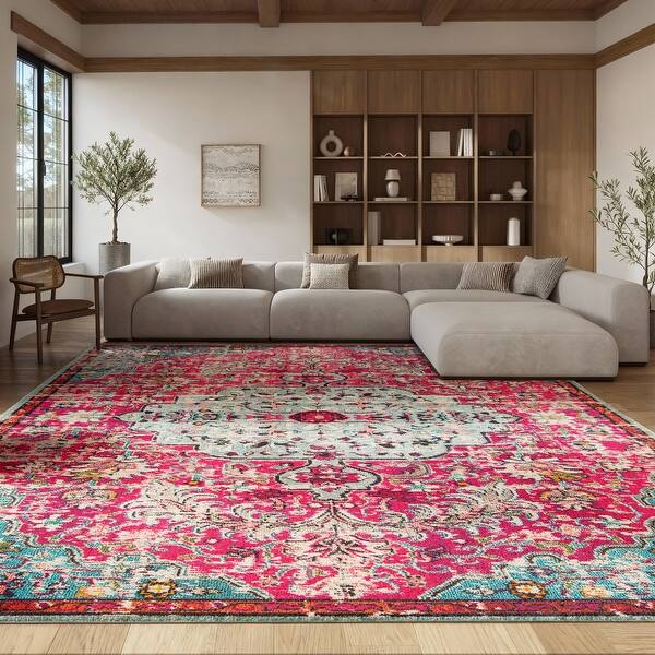 slide 2 of 20, SAFAVIEH Madison Sabire Boho Medallion Distressed Rug - Grey/Light Blue - 5' 3" x 7' 6"