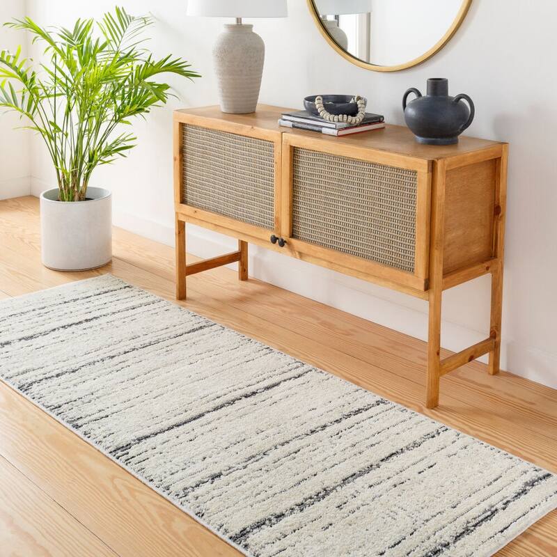 Livabliss La Boheme Abstract Stripe Area Rug - Cream/Black - 2' 2" x 3' 9"
