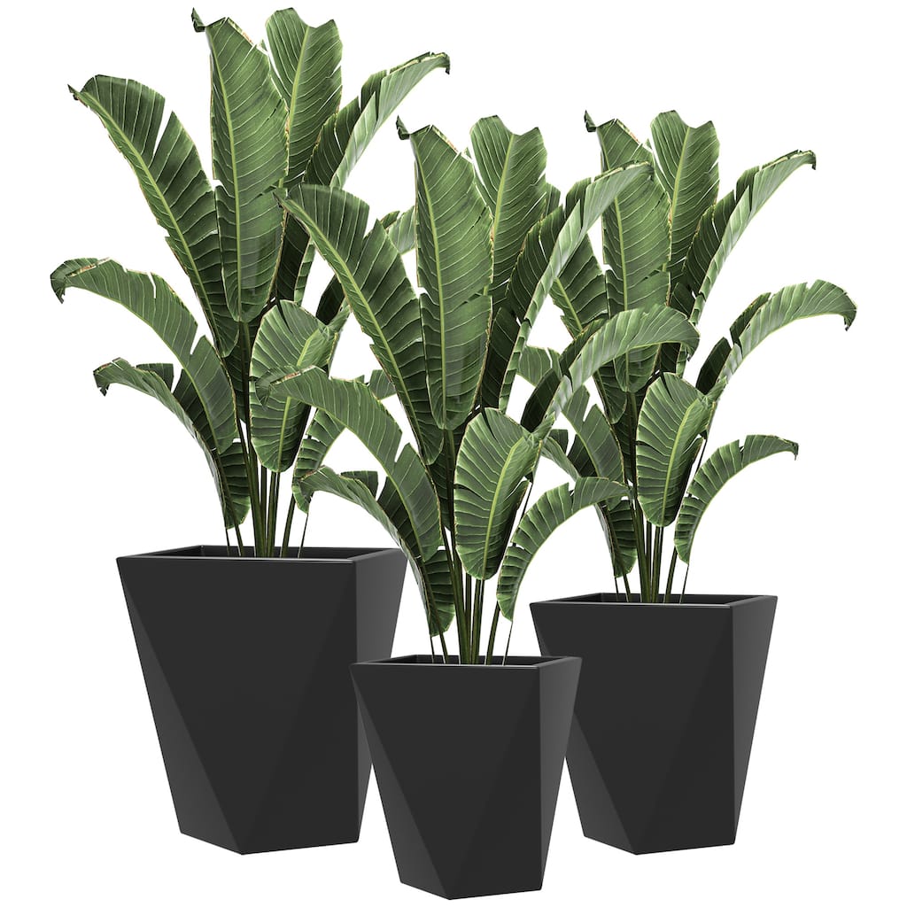 Set of 3 Stackable Indoor/Outdoor Planters with Self-Draining Design