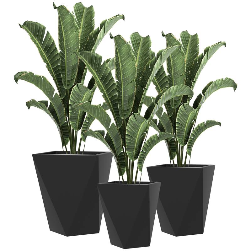 Tall Planters MgO Indoor Outdoor Planters Set of 3 - Black