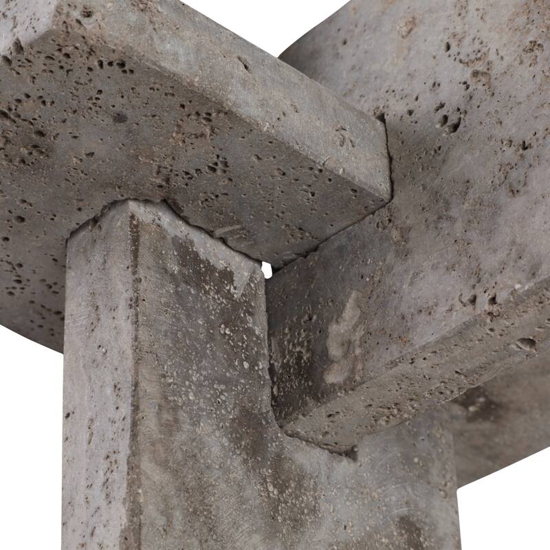 Stone Metal Decorative Object Interlocking Block Geometric Sculpture