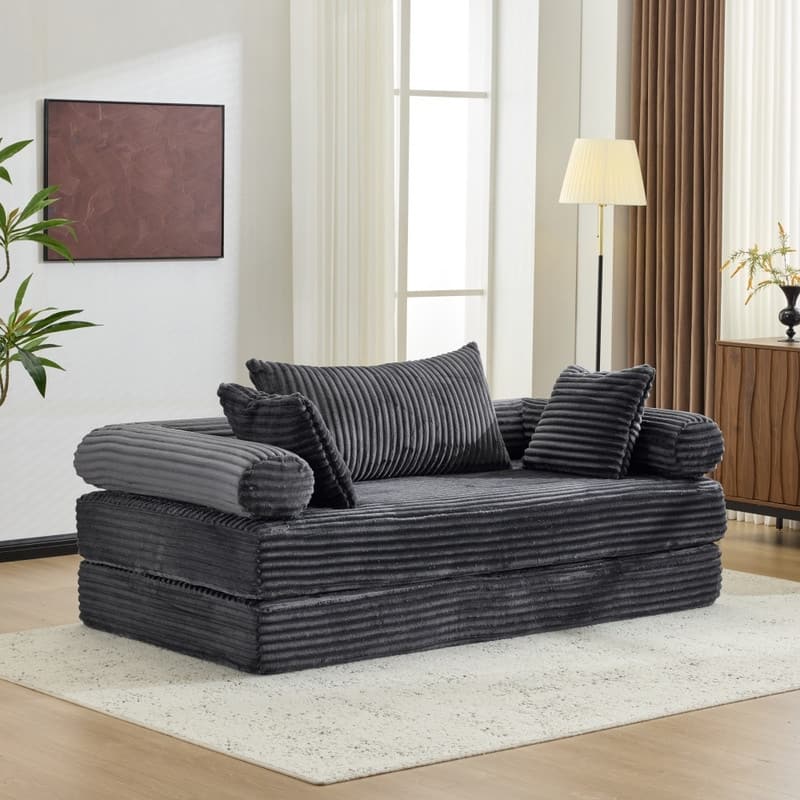 Modern King Size Convertible Sleeper Sofa Stackable Corduroy Sofa Bed